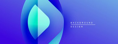 Soyut mavi gradyan tasarımı. Üst üste binen şekiller dinamik görsel efekt yaratır. Geçmişe uygun modern, temiz estetik..