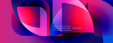 Soyut geometrik şekiller canlı pembeleri, mavileri, morları harmanlarlar. Modern tasarım katmanlı formlar, dinamik görsel efekt yaratır.