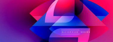 Soyut gradyanlar dinamik şekiller oluştururlar. Canlı pembeler, maviler modern arkaplan tasarımı yaratır. Pürüzsüz geçişler hareketi, derinliği akla getiriyor.