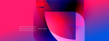 Soyut, enerjik bir arkaplan. Üst üste binen şekiller dinamik görsel efekt yaratır. Pembe, mor, mavi renkler kompozisyona hakim. Modern tasarım ögesi.