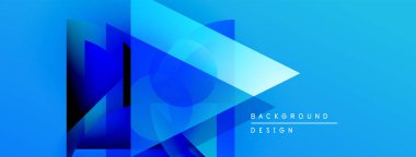Soyut mavi tasarım, üst üste binen geometrik şekiller, gradyanlar, ışık efektleri. Dijital projeler için modern arkaplan.