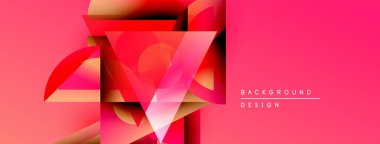 Soyut geometrik şekiller örtüşüyor, dinamik pembe, altın bileşimi oluşturuyor. Arkaplan ve sunumlar için modern tasarım ögesi.