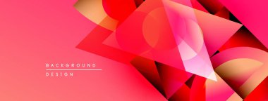 Soyut geometrik şekiller üst üste binerek canlı kırmızı gradyan oluşturur. Tasarım dinamik kompozisyon, modern estetik.