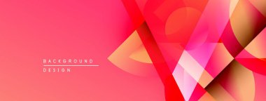 Soyut geometrik şekiller örtüşür, canlı pembe gradyan arkaplan oluşturur. Modern tasarım elementleri dinamik görsel deneyim önerir.