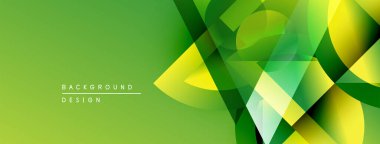Soyut yeşil arkaplan. Geometrik şekiller, dinamik görsel efekt oluşturur. Sunumlar ve pankartlar için modern tasarım uygun.