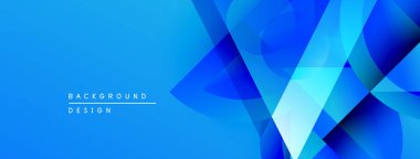 Soyut mavi arkaplan tasarımı. Geometrik şekiller, dinamik görsel efekt oluşturur. Modern, canlı, temiz estetik..