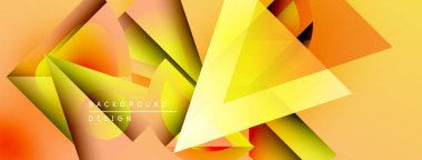 Soyut geometrik şekiller örtüşüyor, canlı turuncu ve sarı renkler yaratıyor. Tasarım keskin açılar, dinamik bileşimler içerir. Modern arkaplan dokusu.