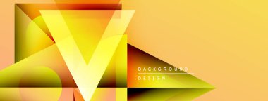 Soyut geometrik tasarım. Canlı sarı, turuncu renkler kompozisyona hakim. Modern estetik, temiz çizgiler, dinamik şekiller mevcut.