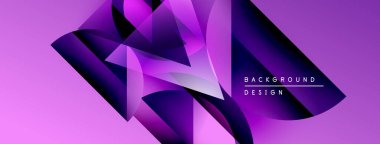 Soyut mor tasarım katmanlı geometrik şekiller içerir. Modern estetik, canlı renkler, dinamik kompozisyon. Metin arkaplan tasarımı okur.