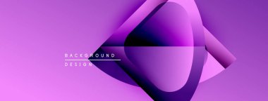 Soyut mor tasarım. Pürüzsüz şekiller dinamik bileşim oluşturur. Gradyan etkisi olan modern arkaplan. Minimalist stil.