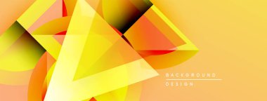 Soyut geometrik şekiller örtüşüyor, parlak sarı, turuncu renkler yaratıyor. Arkaplan ve sunumlar için modern tasarım ögesi.