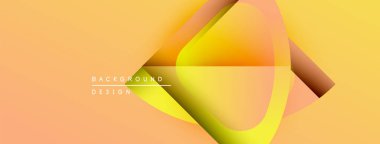 Soyut geometrik şekiller, sıcak renk paleti. Gradyan arka plan dinamik görsel efekt yaratır. Modern tasarım elemanları.