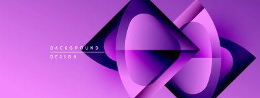 Soyut mor tasarım katmanlı şekiller içerir. Modern estetik, pürüzsüz eğimler dinamik görsel etki yaratır. Minimalist kompozisyon.
