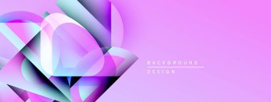 Soyut geometrik şekiller örtüşüyor, canlı mor ve mavi renkler yaratıyor. Arkaplan ve sunumlar için modern tasarım ögesi.