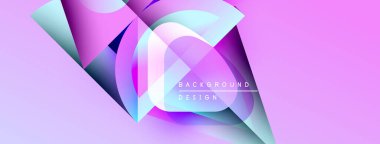 Soyut geometrik şekiller harmanlanarak canlı mor ve mavi renkler yaratır. Modern tasarım teknoloji, yenilik, akıcılık öneriyor. Arkaplanda metin ögeleri.