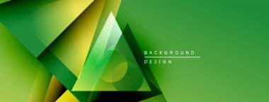 Soyut geometrik şekiller örtüşüyor, canlı yeşil, sarı renkler yaratıyor. Modern tasarım elementleri dinamik enerji, temiz estetik.