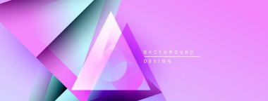 Soyut geometrik şekiller örtüşüyor, canlı pembe ve mavi renkler yaratıyor. Modern tasarım elementleri fütüristik estetik.