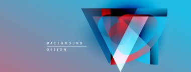 Soyut geometrik tasarım. Mavi, kırmızı, beyaz katmanlar dinamik görsel efekt yaratır. Sunumlar ve markalaşma için modern arkaplan.