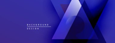 Soyut geometrik arkaplan. Mavi gradyanlar dinamik şekiller, daireler, üçgenler yaratır. Modern tasarım elementleri teknoloji ve yenilik öneriyor.