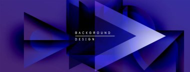 Soyut geometrik şekiller, mor renkler, dinamik kompozisyon. Arka planlar ve sunumlar için modern tasarım öğesi. Minimalist stil.