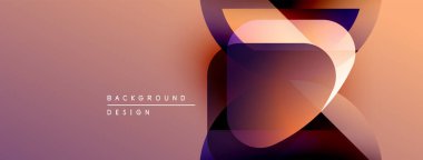 Soyut geometrik şekiller örtüşür, dinamik görsel efekt yaratır. Gradyan renkler harmanlanır, modern arkaplan tasarımı oluşturulur.