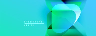 Soyut arkaplan özellikleri katmanlı şekiller, canlı turkuaz renkler, pürüzsüz eğimler. Dijital projeler için modern tasarım ögesi.