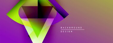 Soyut geometrik şekiller, canlı renklerin karışımı. Gradyan arka plan modern görsel efekt yaratır. Tasarım elementleri derinlik ve dinamizm öneriyor.