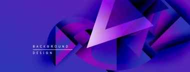 Soyut geometrik şekiller canlı mor renkleri harmanlarlar. Dinamik kompozisyon modern arkaplan tasarımı yaratır. Yumuşak eğimler görsel derinlik sunar.