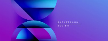 Soyut mor, mavi gradyanlar üst üste binen şekiller oluşturur. Modern tasarım teknolojiyi, yeniliği, enerjik enerjiyi öneriyor. Minimalist estetik.
