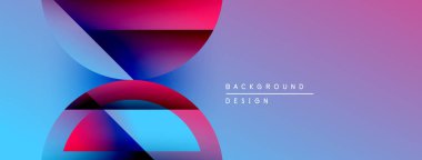 Soyut geometrik şekiller örtüşüyor, canlı renk eğimleri yaratıyor. Modern tasarım elementleri dinamik görsel deneyim önerir.