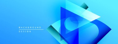 Soyut mavi tasarım üst üste binen geometrik şekiller, gradyanlar, dinamik bileşimler. Modern estetik, uygun arkaplan ögesi.