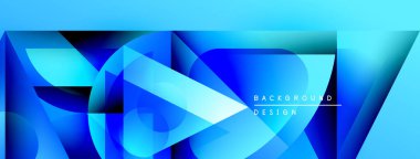 Soyut mavi şekiller örtüşür, dinamik görsel doku yaratır. Renkler derinliği, modern tasarım elementlerini gösteriyor.