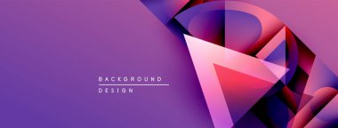 Soyut mor tasarım katmanlı geometrik şekiller içerir. Metin elemanları ve dinamik bileşimi olan modern arkaplan.
