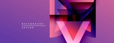 Soyut mor tasarım geometrik şekiller, gradyanlar içerir. Dijital projeler ve sunumlar için modern arkaplan uygun. Canlı renkler dinamik görsel etki yaratır.