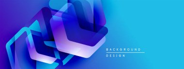 Soyut geometrik şekiller örtüşür, dinamik mavi gradyan etki yaratır. Modern tasarım arka planlar, pankartlar, sunumlar için uygun.