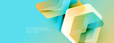 Soyut geometrik şekiller turkuaz arka planla örtüşür. Yumuşak eğimler modern görsel efekt yaratır. Tasarım ögeleri yenilik ve teknoloji öneriyor.