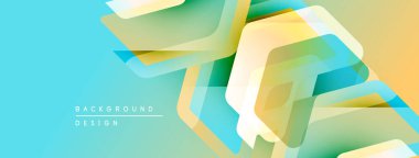 Soyut geometrik şekiller örtüşür, canlı bir değişim etkisi yaratır. Turkuaz, sarı, yeşil renkler tasarımda baskın. Modern arkaplan dokusu.