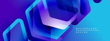 Soyut geometrik şekiller örtüşür, parlak mavi ve mor renkler yaratır. Modern tasarım teknoloji, yenilik, akıcılık öneriyor..