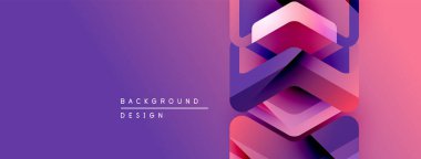 Soyut geometrik şekiller canlı bir zemin oluşturur. Mor, pembe renkler modern estetik sunarak tasarıma hükmediyor. Metin arkaplan tasarımı okur.