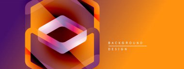 Soyut geometrik tasarım. Turuncu, mor renkler katmanlı illüzyon yaratır. Arka planlar için modern, canlı görsel öğe.