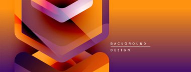 Soyut geometrik şekiller turuncu ve mor renkleri harmanlarlar. Modern tasarım dinamik görsel efekt yaratır. Arkaplan metni arkaplan tasarımı okur.