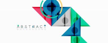 Modern soyut tasarım. Geometrik şekiller örtüşüyor, canlı renk eğimleri yaratıyor. Temiz çizgiler, minimalist estetik. Sunumlar için ideal arkaplan.