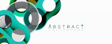 Modern soyut tasarım. Üst üste binen daireler, deniz mavisi renkleri, gri aksanlar dinamik kompozisyon oluşturur. Temiz, minimalist estetik.