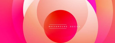 Soyut pembe tasarım, üst üste binen daireler. Gradyan gölgeler dinamik görsel efekt yaratır. Metin arka plan tasarımı okur. Basit, modern estetik..