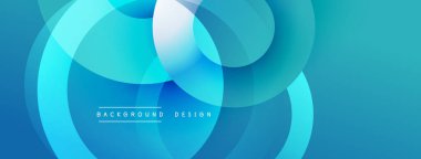 Soyut mavi tasarım, üst üste binen daireler, gradyanlar. Modern estetik, arka planlar ve sunumlar için uygun. Temiz, basit kompozisyon.