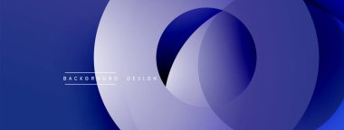 Soyut mavi tasarım. Üst üste binen daireler dinamik akış yaratıyor, modern estetik. Minimalist kompozisyon, gradyan etkisi.