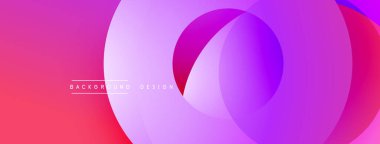 Soyut canlı katmanlar dinamik görsel akış yaratır. Pembe, mor renkler düzgün bir şekilde karışıp dairesel şekiller oluşturuyor. Modern tasarım ögesi.