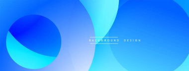 Soyut mavi arkaplan. Üst üste binen daireler dinamik görsel efekt yaratır. Sancaklar ve web siteleri için modern tasarım uygun.