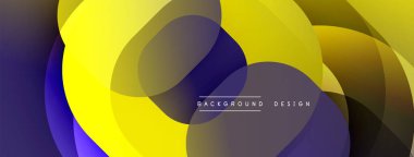Soyut şekiller örtüşür, parlak sarı ve mor renkler yaratır. Arkaplan ve sunumlar için modern tasarım ögesi.