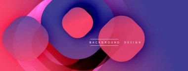 Üst üste binen daireler içeren soyut kompozisyon. Canlı pembeler, morlar, maviler dinamik görsel efektler yaratır. Modern tasarım ögesi.